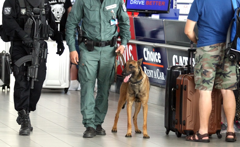 Travel ban — customs control with detection dog
